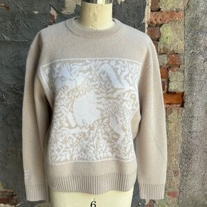 White + Warren Cashmere Dragon Tapestry Crewneck